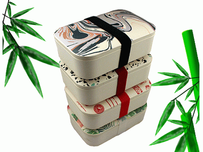 Bamboo fiber adult take away lunch box with lid and binding